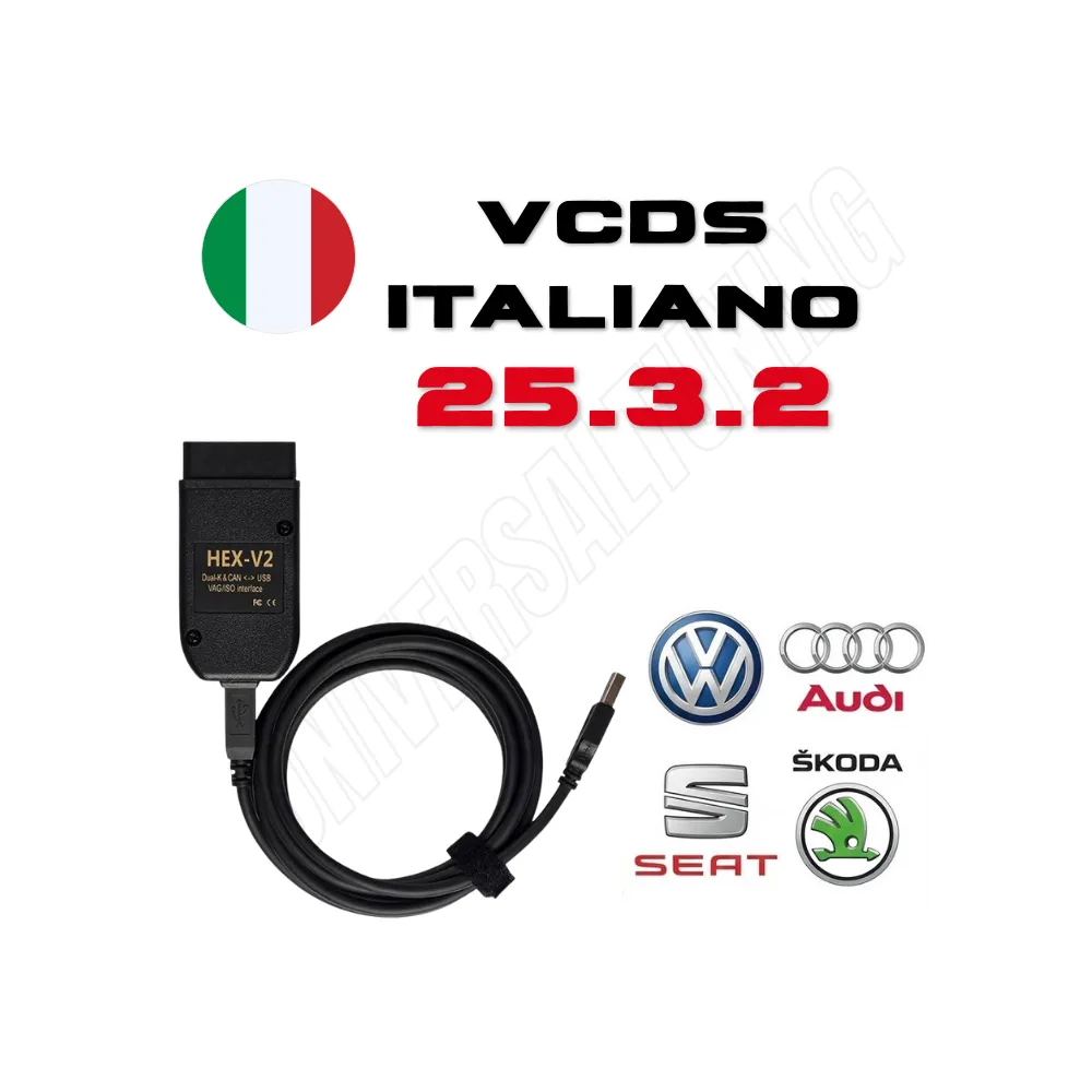 VAGCOM 25.3.2 ITA + EN 25.12.0 HEX V2 DIAGNOSI AUDI VW SKODA SEAT 2025 ULTIMA VERSIONE