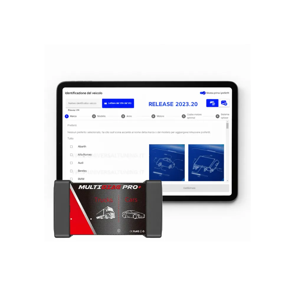 SISTEMA DIAGNOSI COMPLETO AUTO CAMION MULTIMARCA 3in1 2023 MULTIDIAG PRO+ BLUETOOTH CON TABLET