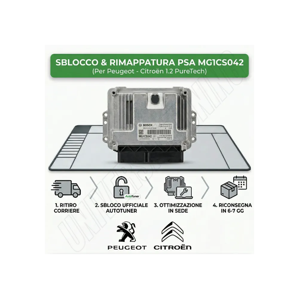 Servizio sblocco e rimappatura professionale PSA Bosch MG1CS042 1.2 PureTech - Universal Tuning