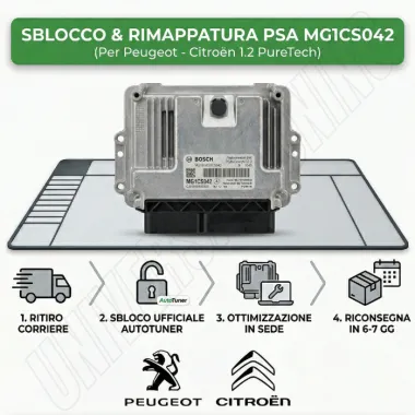 Servizio sblocco e rimappatura professionale PSA Bosch MG1CS042 1.2 PureTech - Universal Tuning