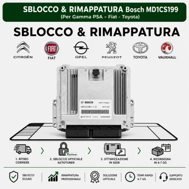 Servizio Soluzione Totale Bosch MD1CS199 - Rimappatura e Sblocco 2.2L EU6e ( PSA/ FIAT/ TOYOTA)