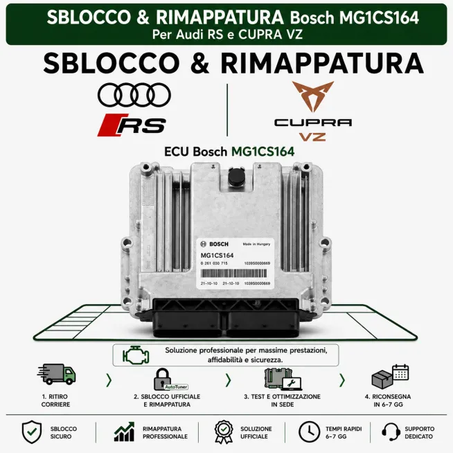Servizio Sblocco & Rimappatura Bosch MG1CS164 - VAG 2.5 TFSI (Audi RS3 8Y / RSQ3 / Formentor VZ5)