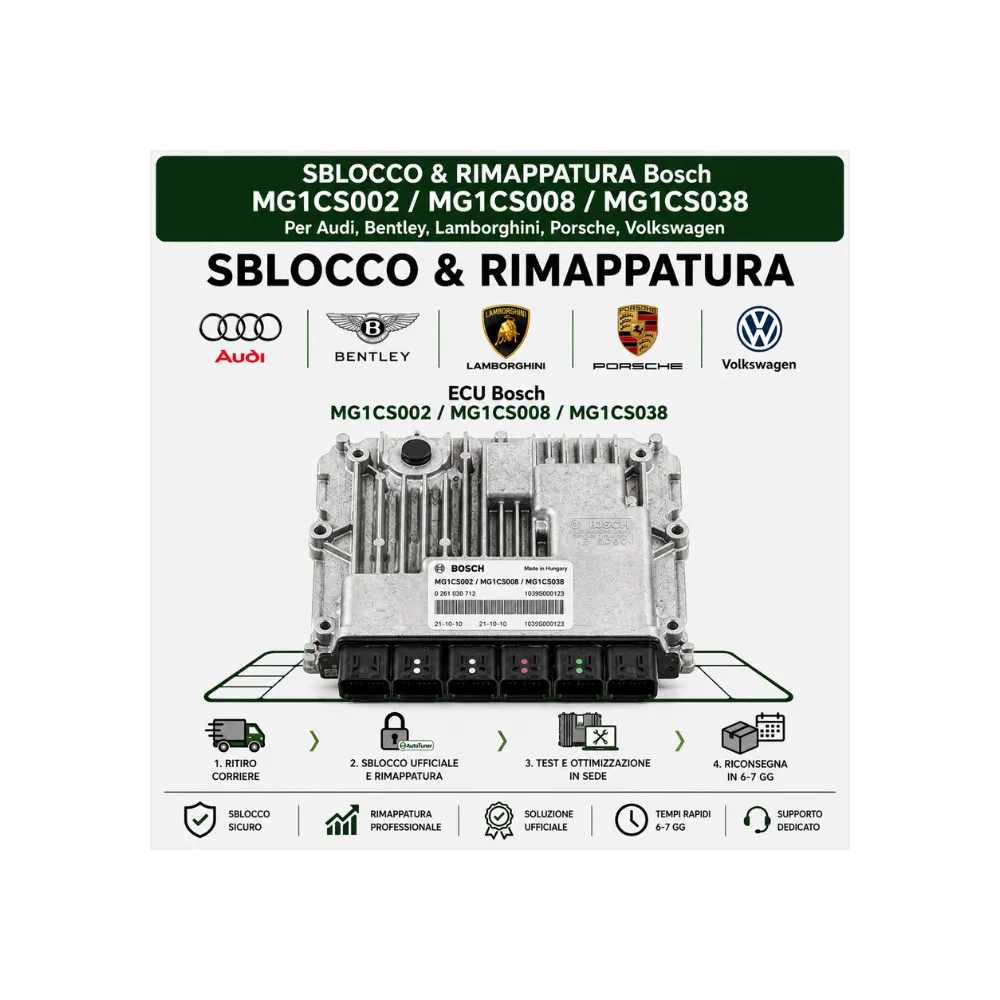 Servizio Sblocco & Rimappatura Bosch MG1 - VAG High Performance (Audi / Bentley / Lamborghini / Porsche / VW)