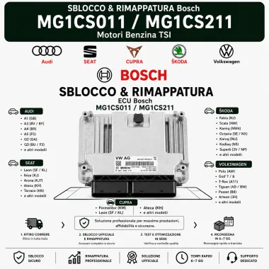 Servizio Sblocco & Rimappatura Bosch MG1CS011 / MG1CS211 - VAG 1.5 TSI & eTSI MHEV (Audi / VW / Cupra / Seat / Skoda)
