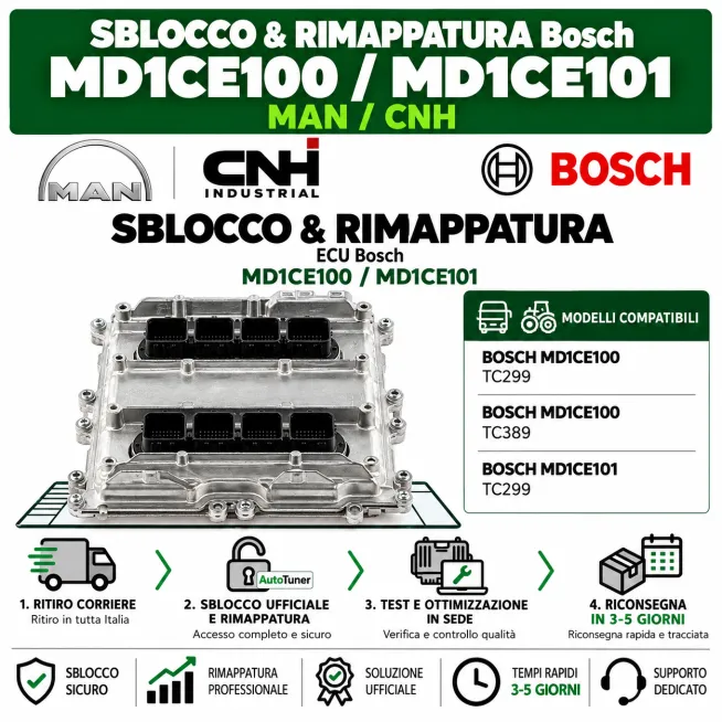 Sblocco & Rimappatura Bosch MD1CE100 / MD1CE101 – MAN / CNH
