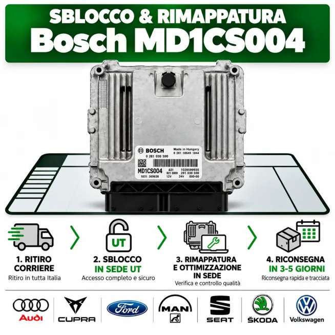 Servizio Sblocco & Rimappatura Bosch MD1CS004 - VAG Diesel (Audi / VW / Cupra / Seat / Skoda)