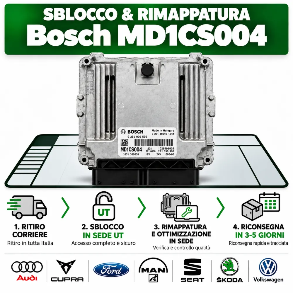 Servizio Sblocco & Rimappatura Bosch MD1CS004 - VAG Diesel (Audi / VW / Cupra / Seat / Skoda)