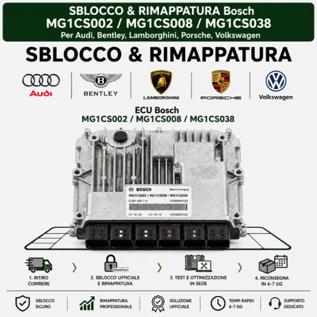 Servizio Sblocco & Rimappatura Bosch MG1 - VAG High Performance (Audi / Bentley / Lamborghini / Porsche / VW)