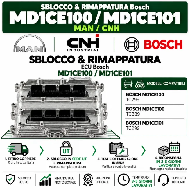 Sblocco & Rimappatura Bosch MD1CE100 / MD1CE101 – MAN / CNH